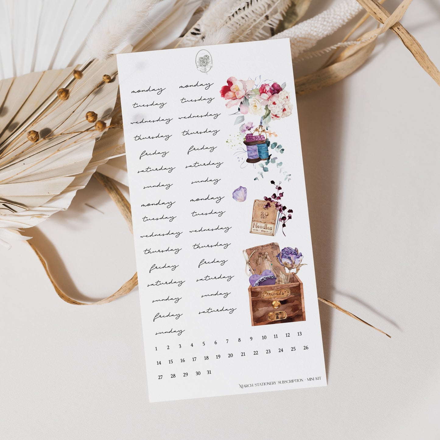 March Stationery Kit Extra - Dates