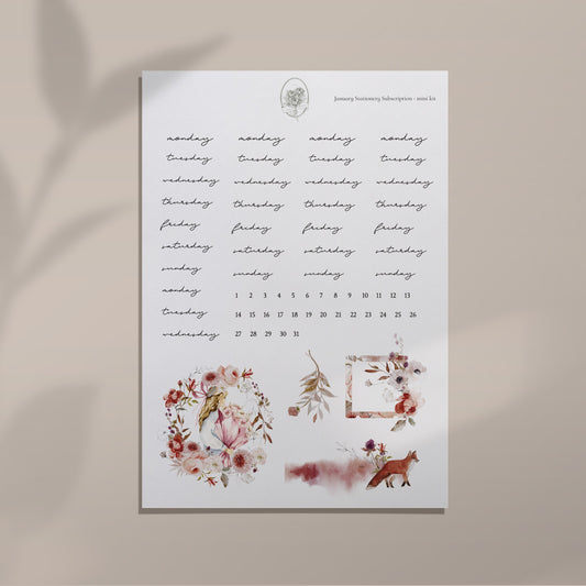 January Stationery Kit Extra - Dates