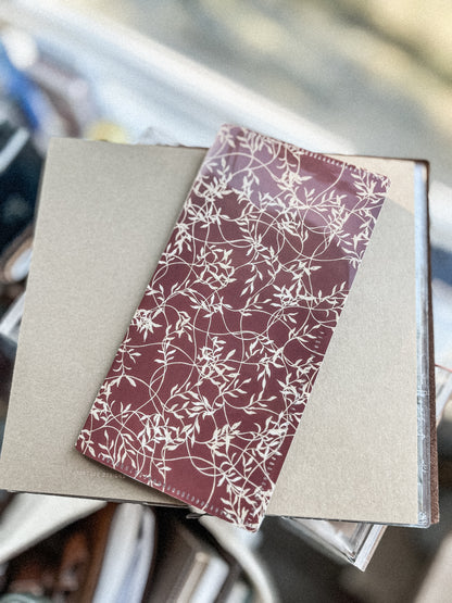 Burgundy Flower Tri-Fold File Folder - Standard TN Size