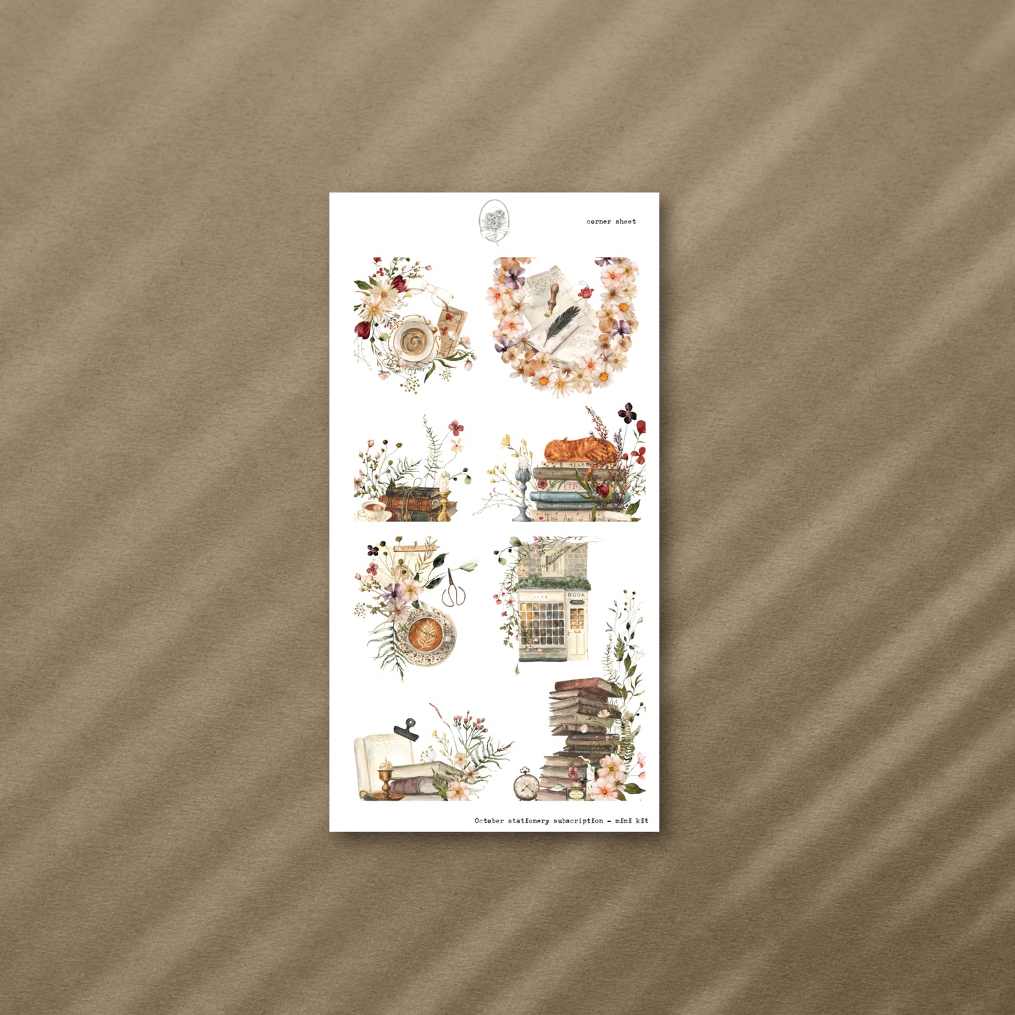 November Stationery Kit Extra - Corner Sheet (Rose Gold Foil)