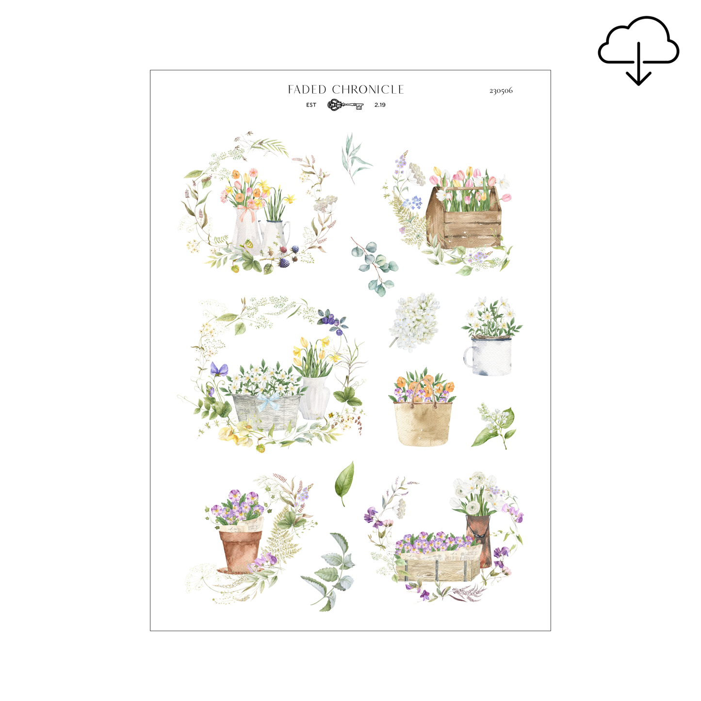 [Digital] The Sound Of A Summer Garden - Flower Collage Deco Sheet