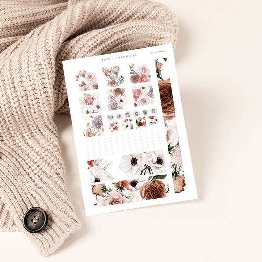 Silky Flowers - Hobonichi Weeks Full Sticker Kit (revamp version)