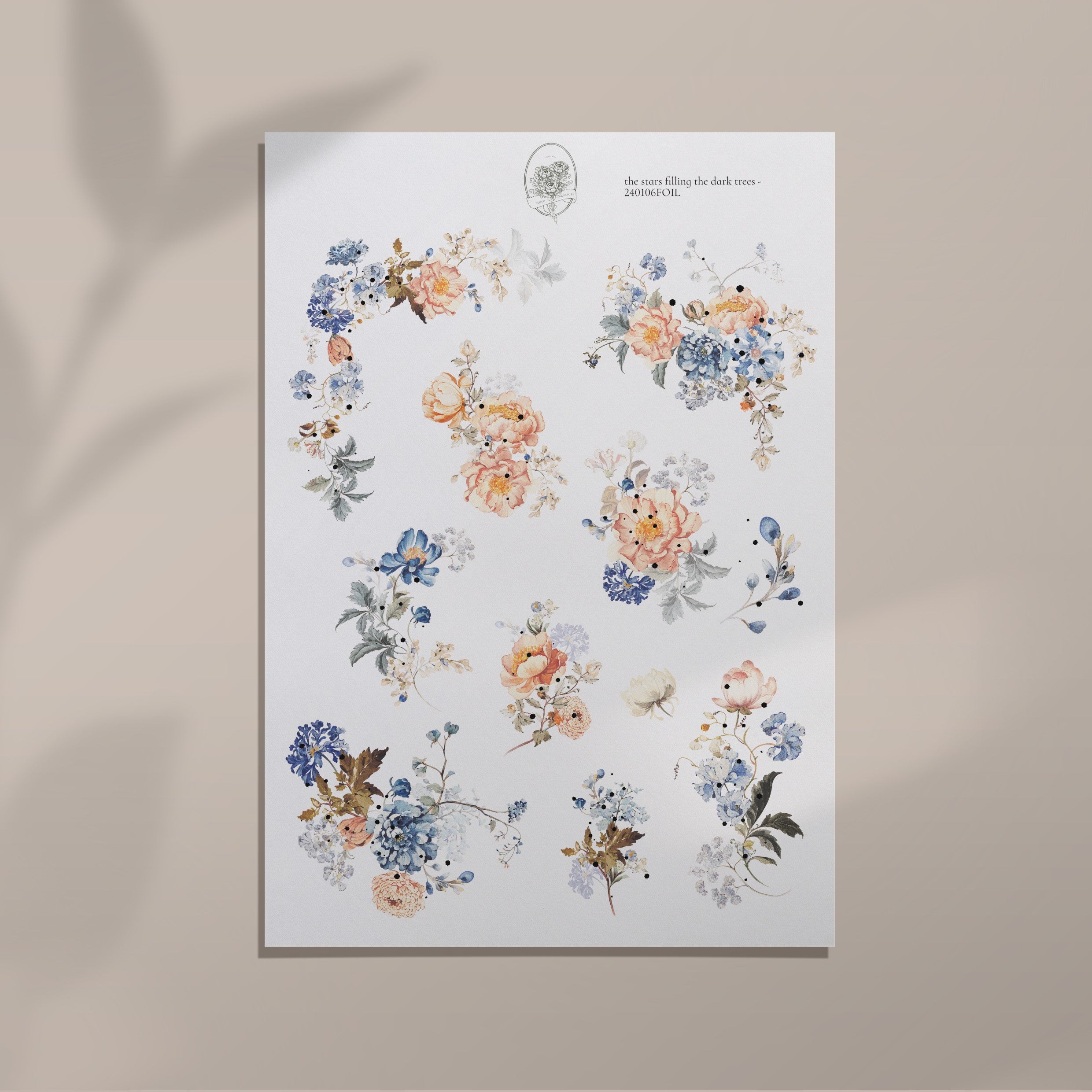 the stars filling the dark trees - Large Lake Blue Floral