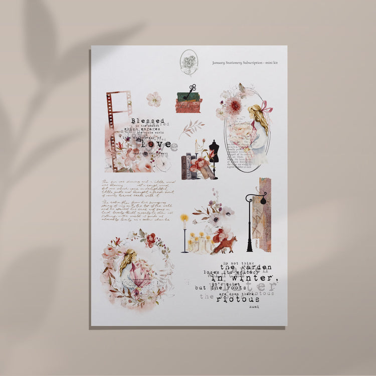 January Stationery Kit Extra - Journal Page (Rose Gold Foil)