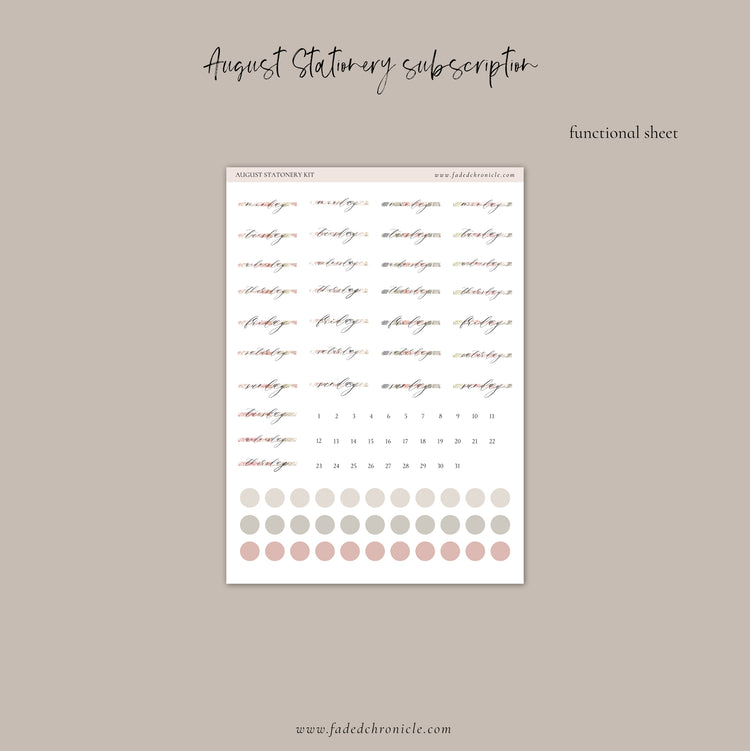 August Stationery Kit Extra - Functional sheet