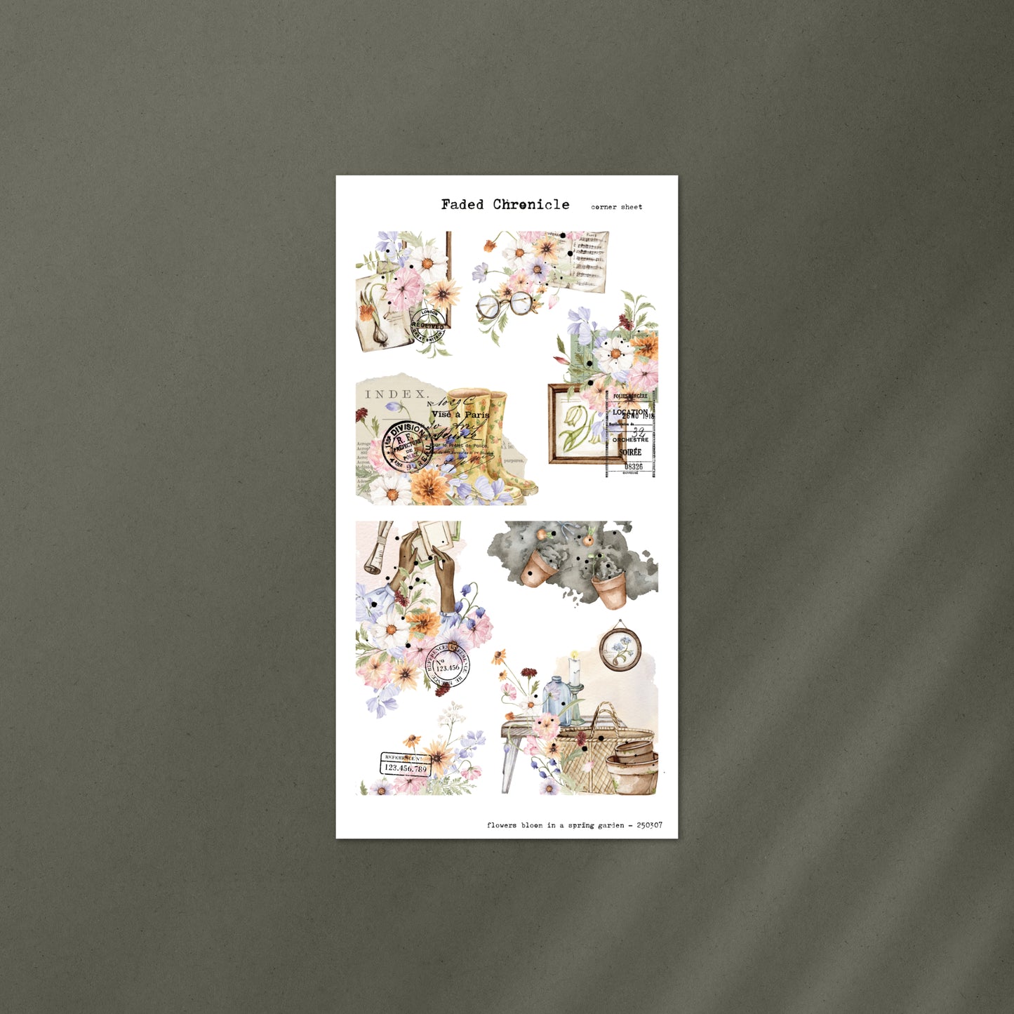 Flowers Bloom In A Spring Garden - Corner Sheet (Gold Foil)