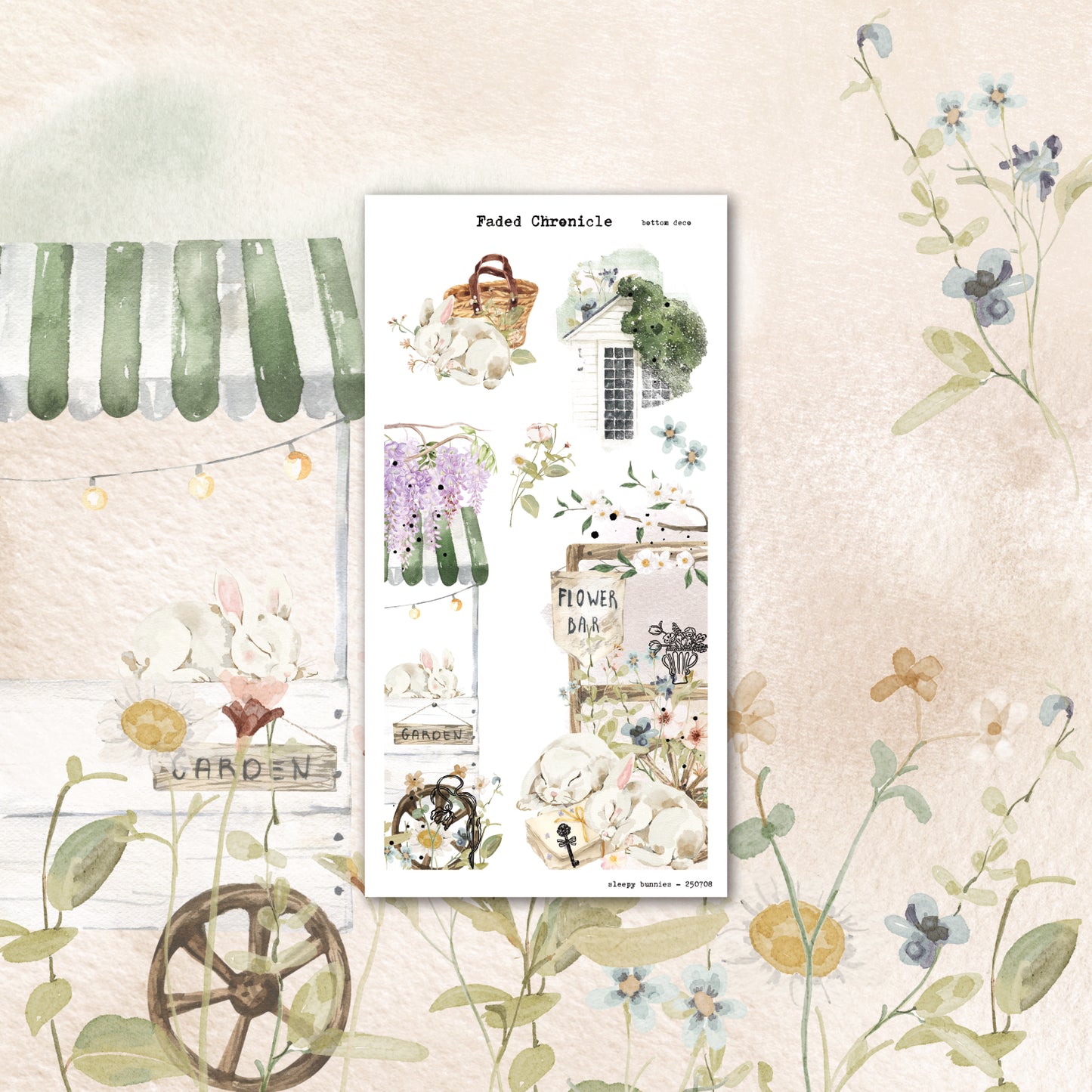 Sleepy Bunnies - Deco Corner Sheet (Gold Foil)