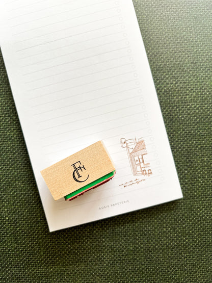 July Stationery subscription special item - cafe store front rubber stamp