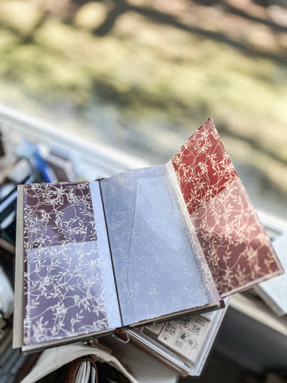 Burgundy Flower Tri-Fold File Folder - Standard TN Size