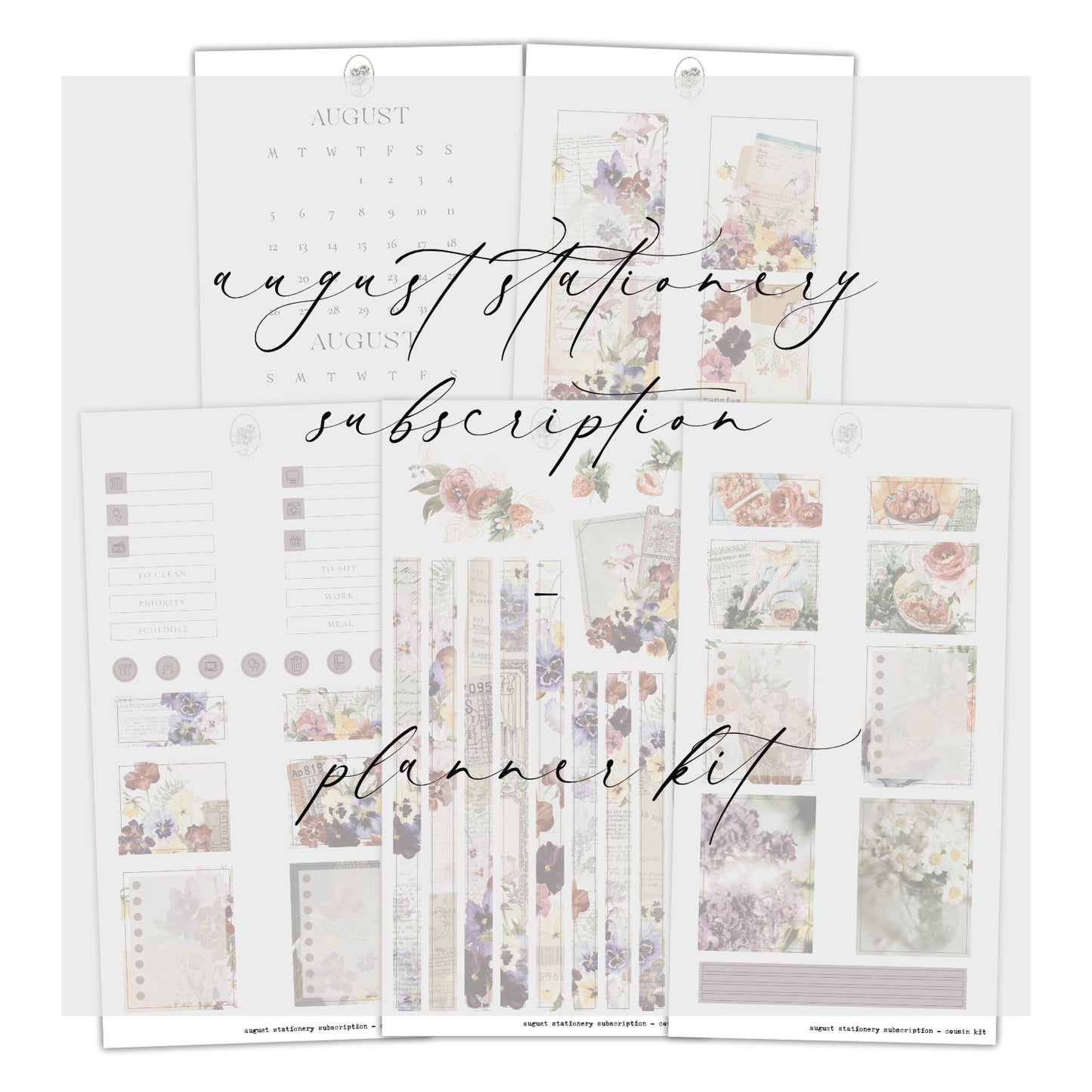 August Stationery Kit Extra - Planner Sticker Kit