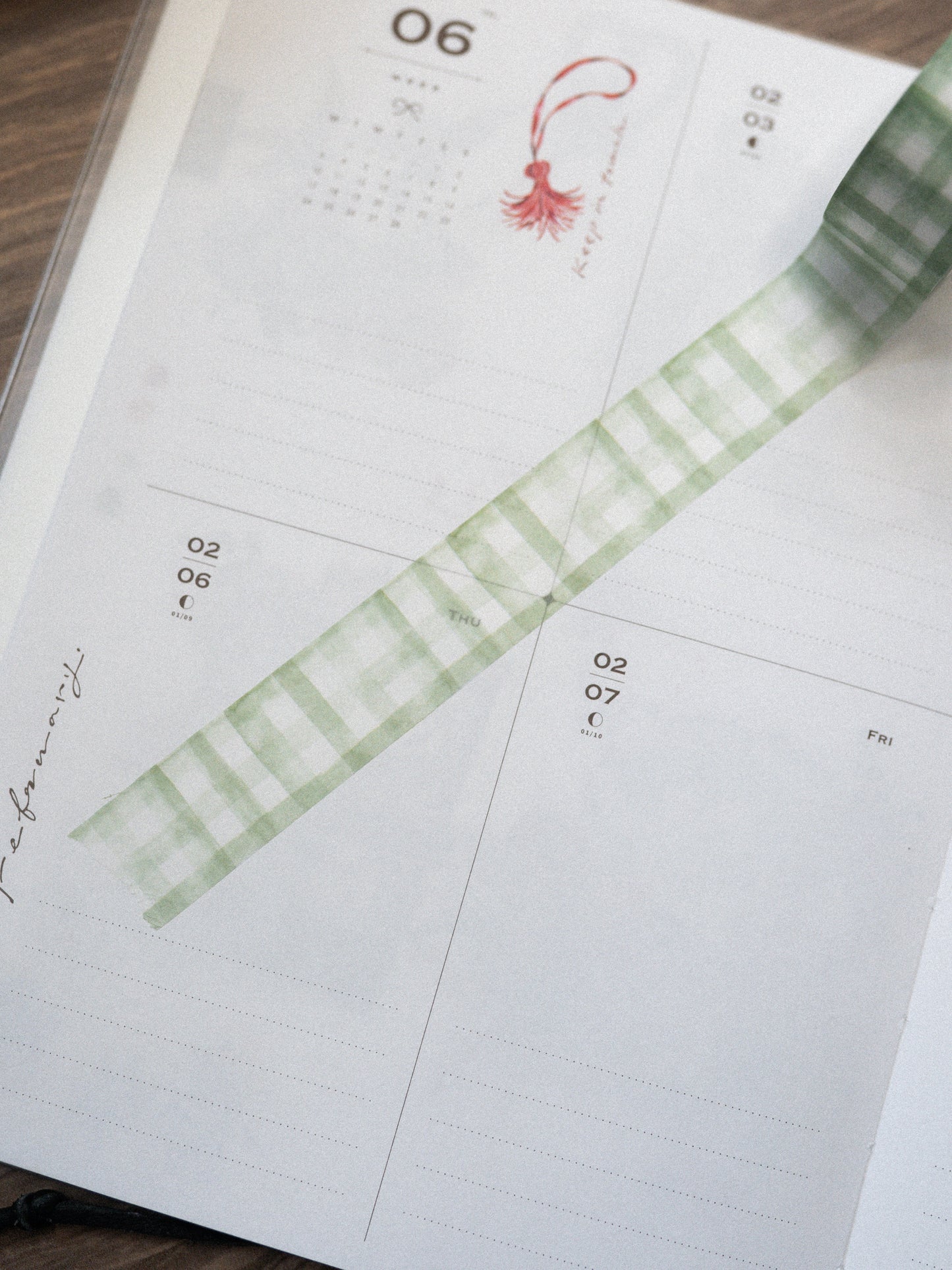 Green plaid washi tape 20mm