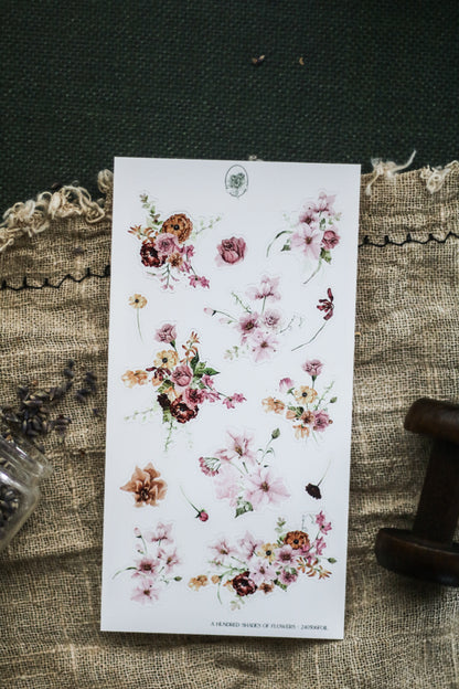 A Hundred Shades Of Flowers - Large Flower Icons - Dusty Red (Rose Gold Foil)