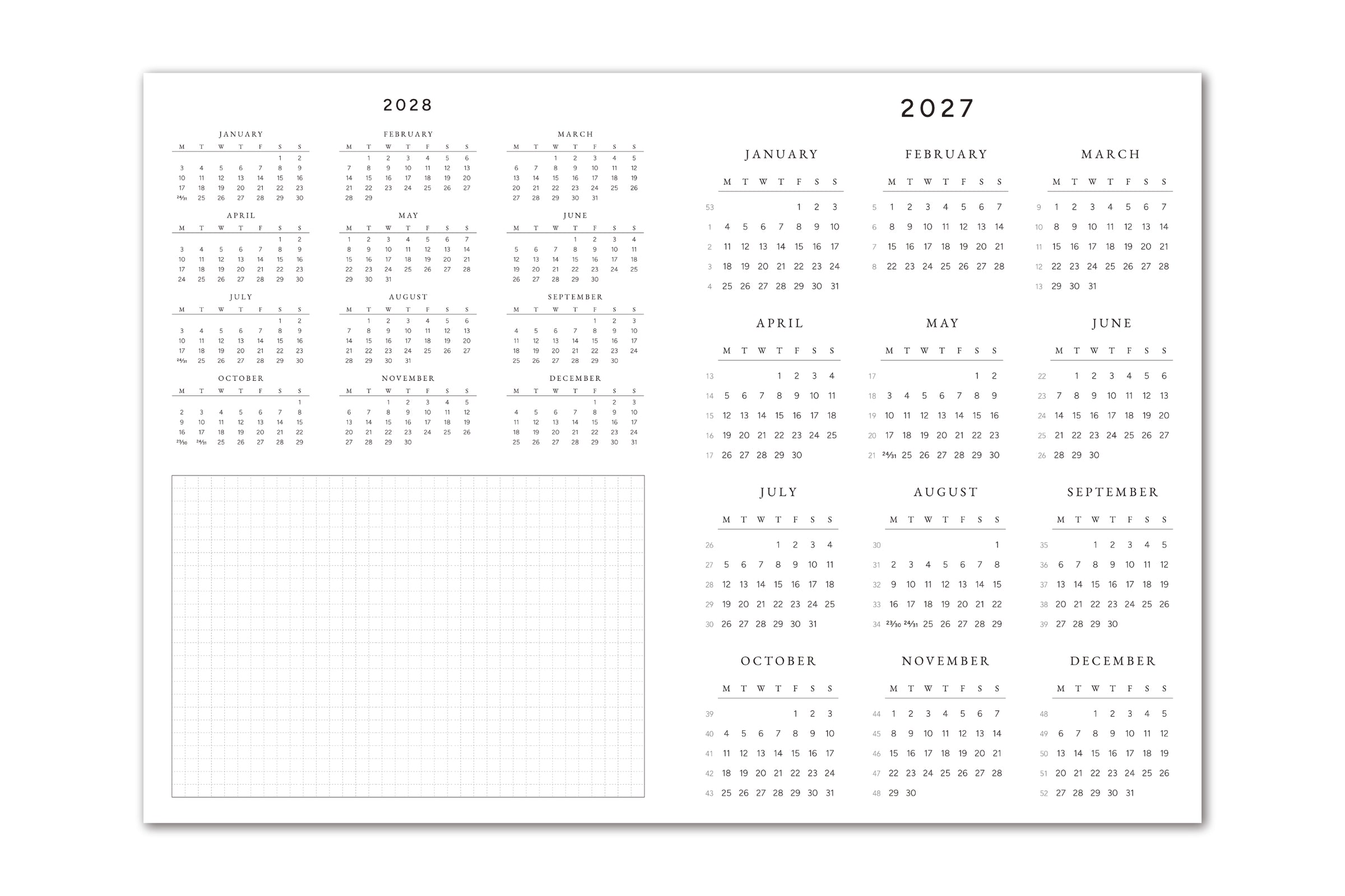 Faded Chronicle 2027 Chronicle Planner - A5 Yearly Calendar