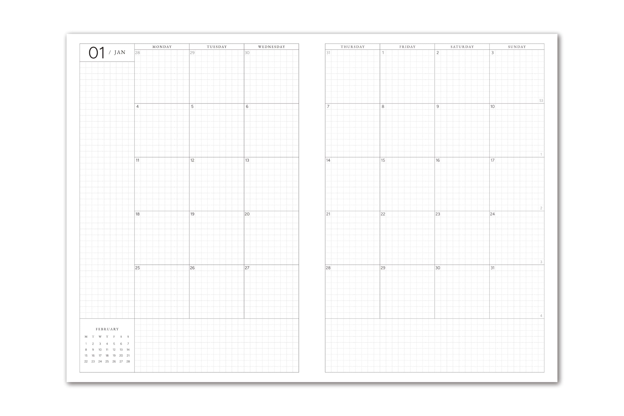 Faded Chronicle 2027 Chronicle Planner - A5 Monthly Calendar