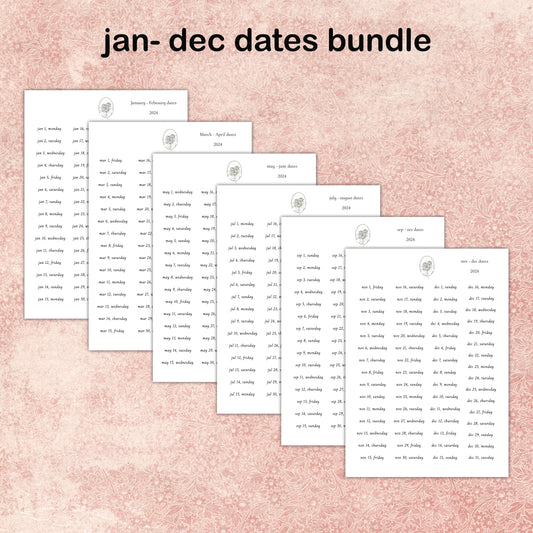 Jan - Dec 2024 Dates Sticker Bundle