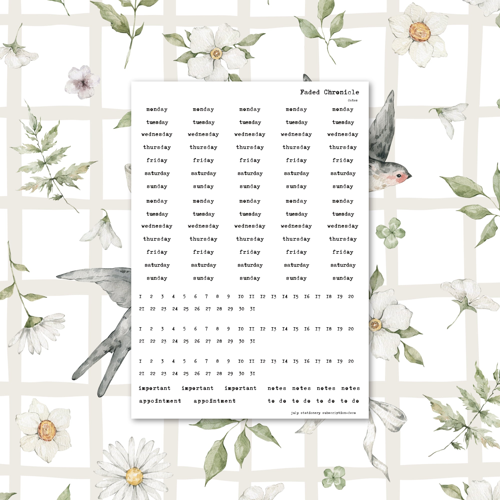 2026 July Kit Extra - Dates