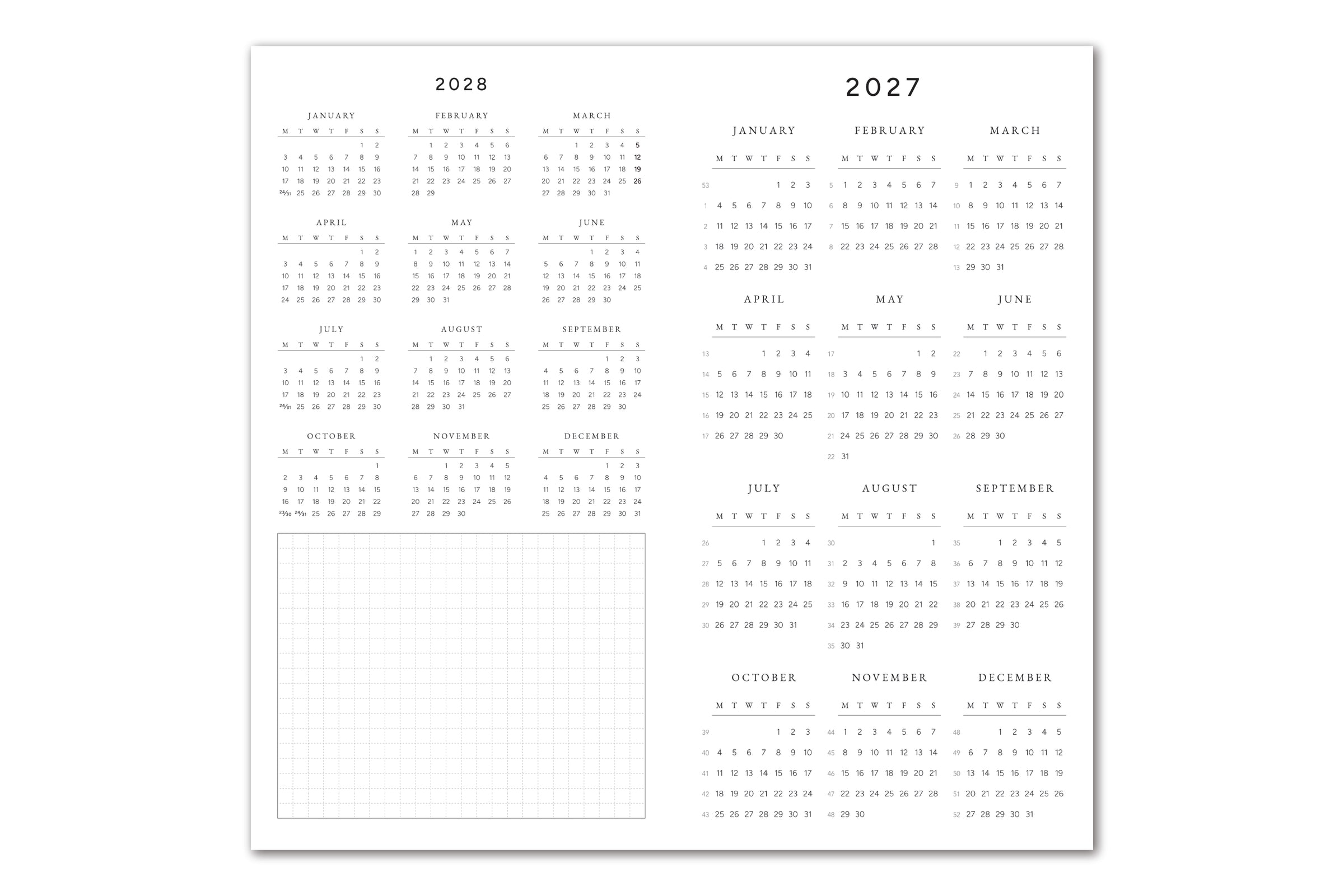 Faded Chronicle 2027 Chronicle Planner - TN All In One Yearly Calendar