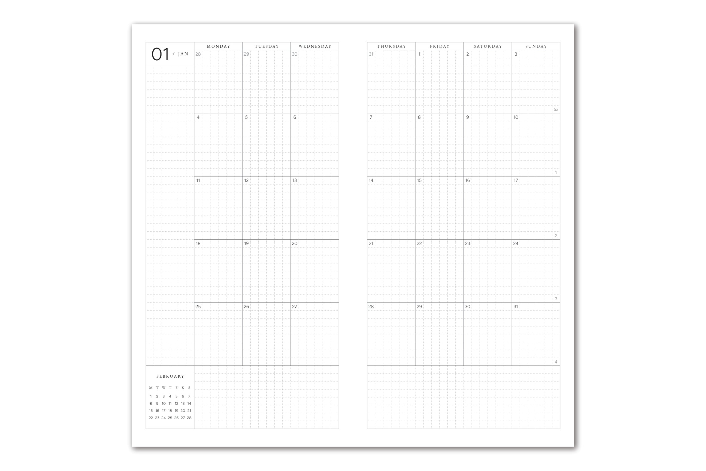 Faded Chronicle 2027 Chronicle Planner - TN All In One Monthly Calendar
