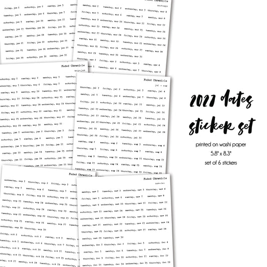 2027 Dates Sticker Bundle - Vintage Type Writer Font