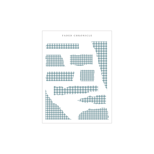 Minimal Torn Paper - Nutural Teal Plaid