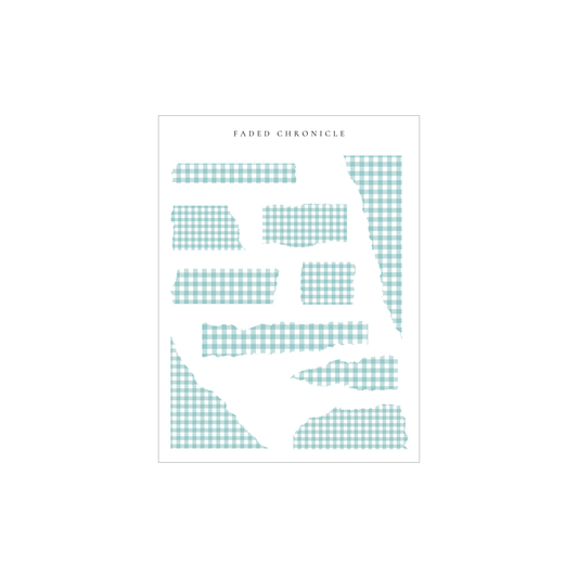 Minimal Torn Paper - Nutural Sky Blue Plaid