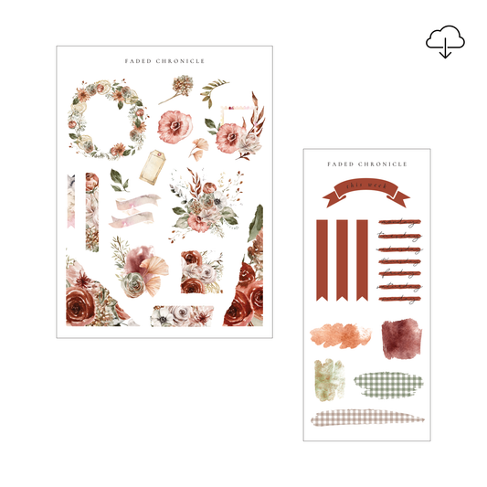 [Digital] Scarlet Floral Journal Set
