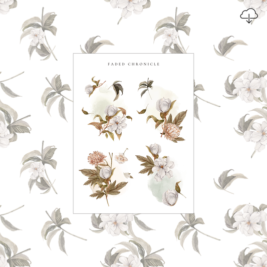 [Digital] Vintage Magnolia - Watercolour Deco Sheet