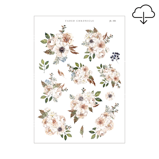 [Digital] Winter Rose Boho - Large Floral Icon Deco Sheet