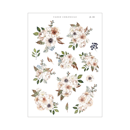 Winter Rose Boho - Large Floral Icon Deco Sheet