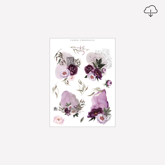 [Digital] The Spirit of Winter Bell - Watercolour Purple Flower Deco Sheet