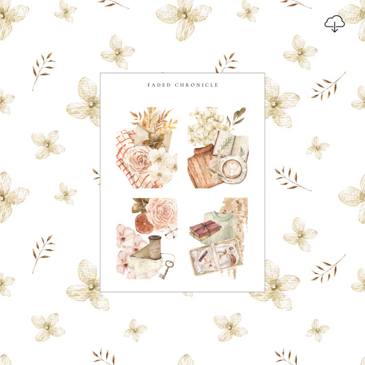 [Digital] Beige Fall Flowers - Cozy Objects Full Box