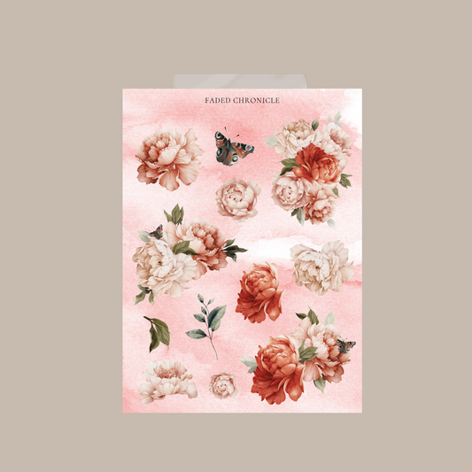 Vintage Rose deco sticker Digital (watercolor background)
