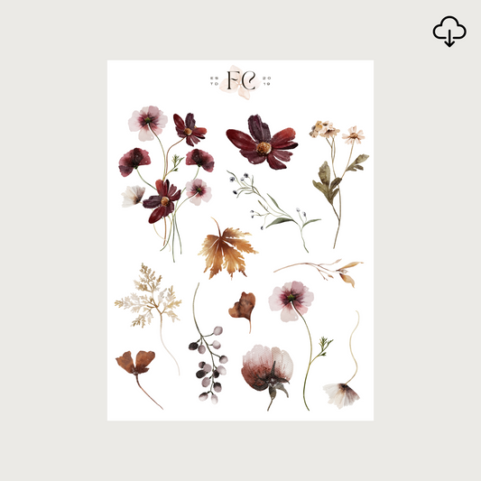 [Digital] Poppies and Berries Deco sticker (Plain)
