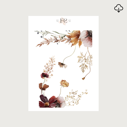 [Digital] Poppies and Berries Corner Deco sticker #1