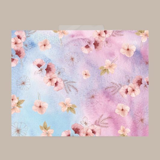 Dried Flower Pattern Paper Blue Pink Digital