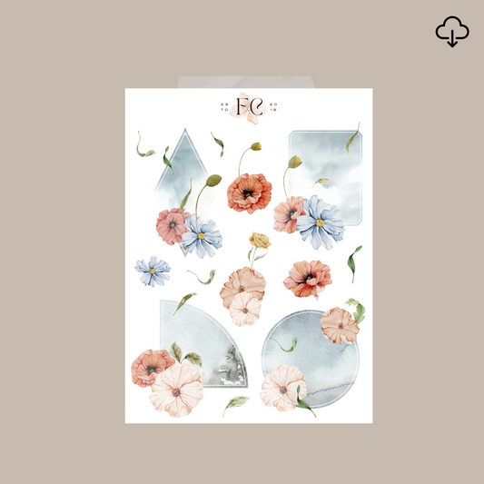 Wildflower Rhapsody deco sticker printable (frame)