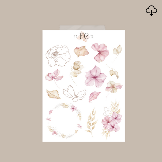 Dried Bloom Deco sticker Printable #1