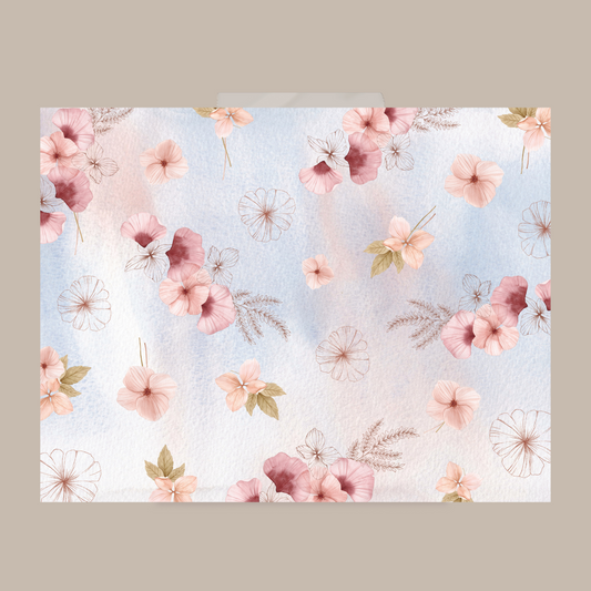 Dried Flower Pattern Paper Light Blue Digital