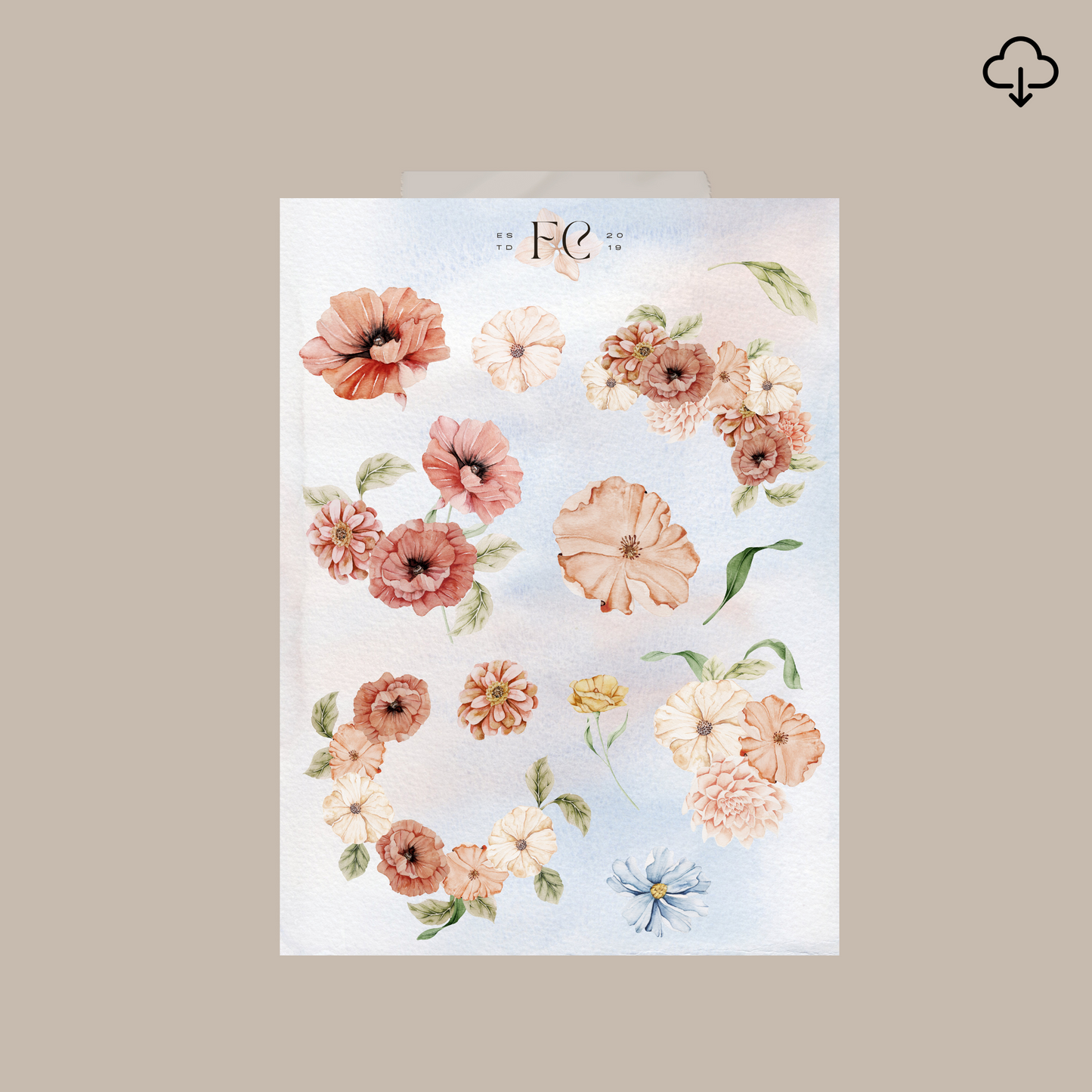 Wildflower Rhapsody deco sticker printable (watercolor background)