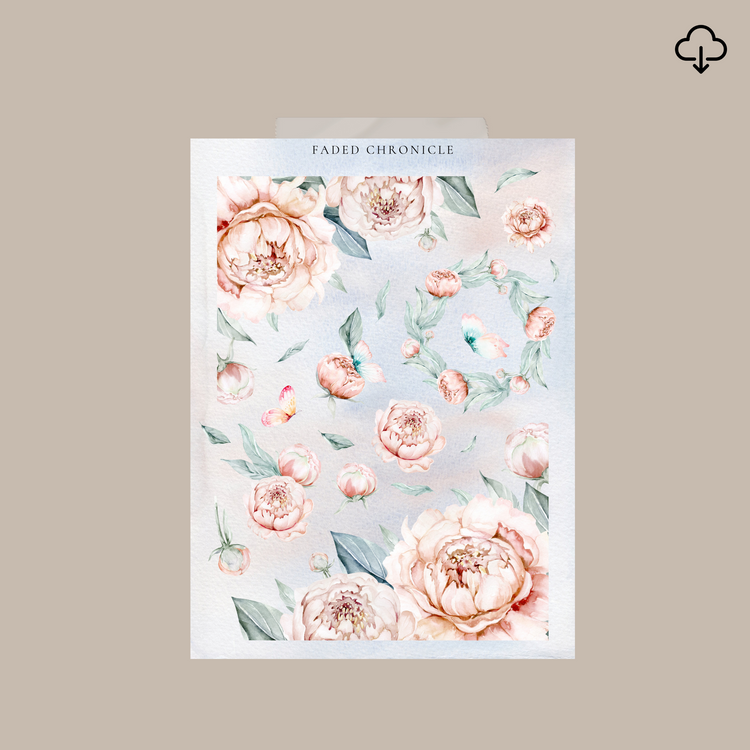 PEONIES AND BUTTERFLIES deco sticker printable #3