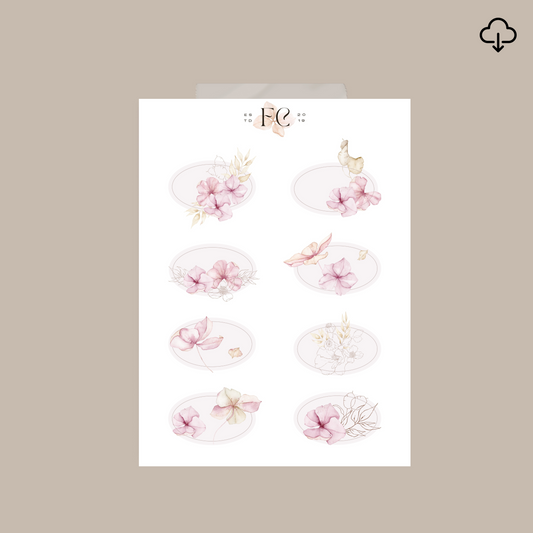 Dried Bloom Oval Deco sticker Printable
