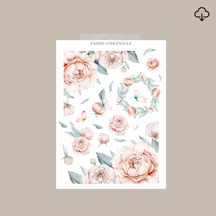 PEONIES AND BUTTERFLIES deco sticker printable #4