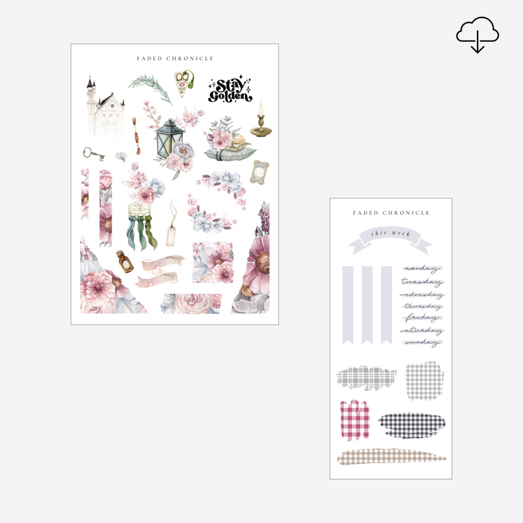 [Digital] The Spirit of Winter Bell - Journal Set (Light Pink Flower Set)