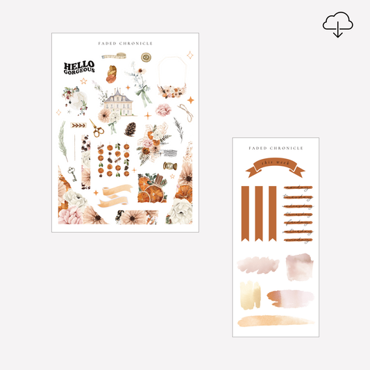 [Digital] The Spirit of Winter Bell - Journal Set (Beige Flower Set)