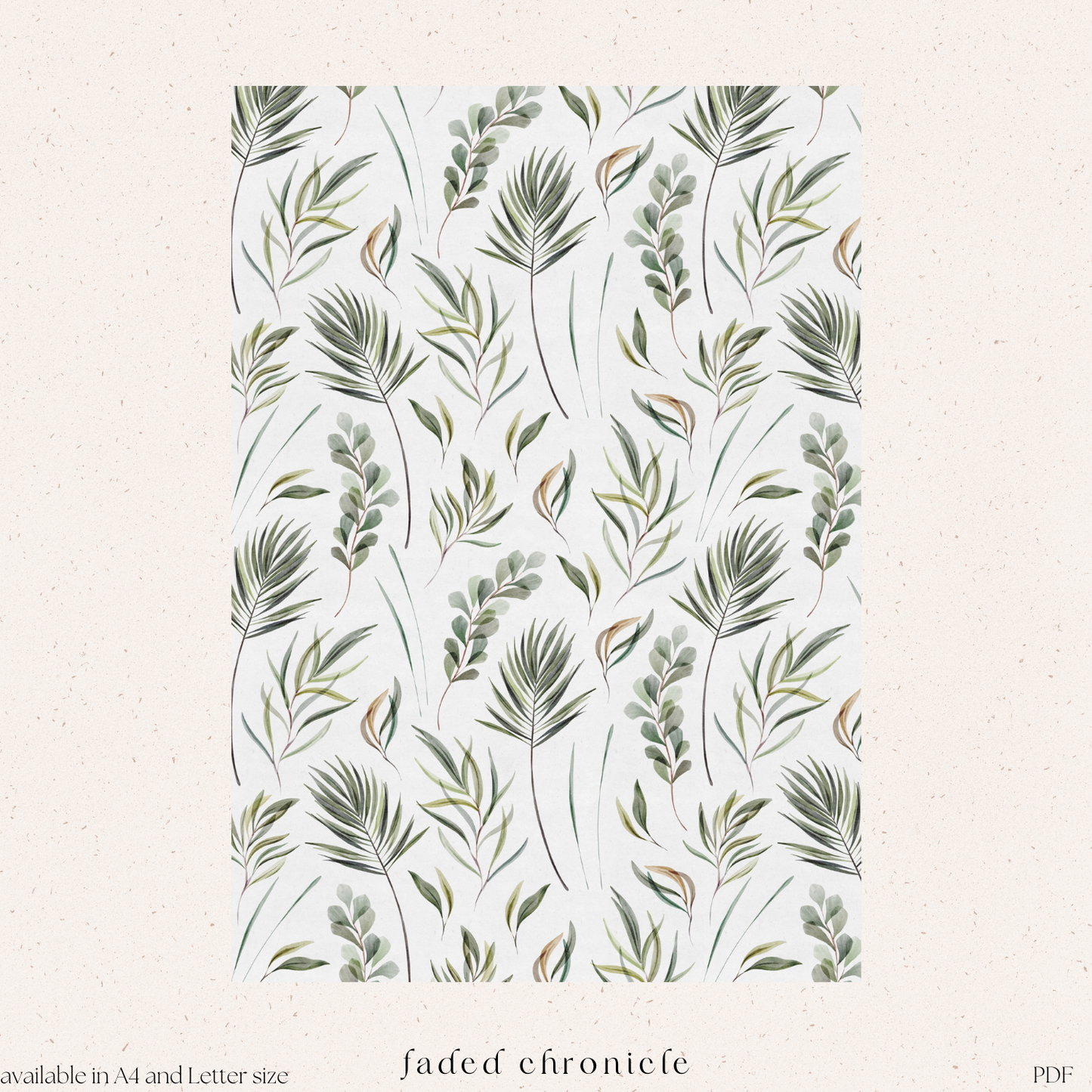 Leaf digital pattern paper