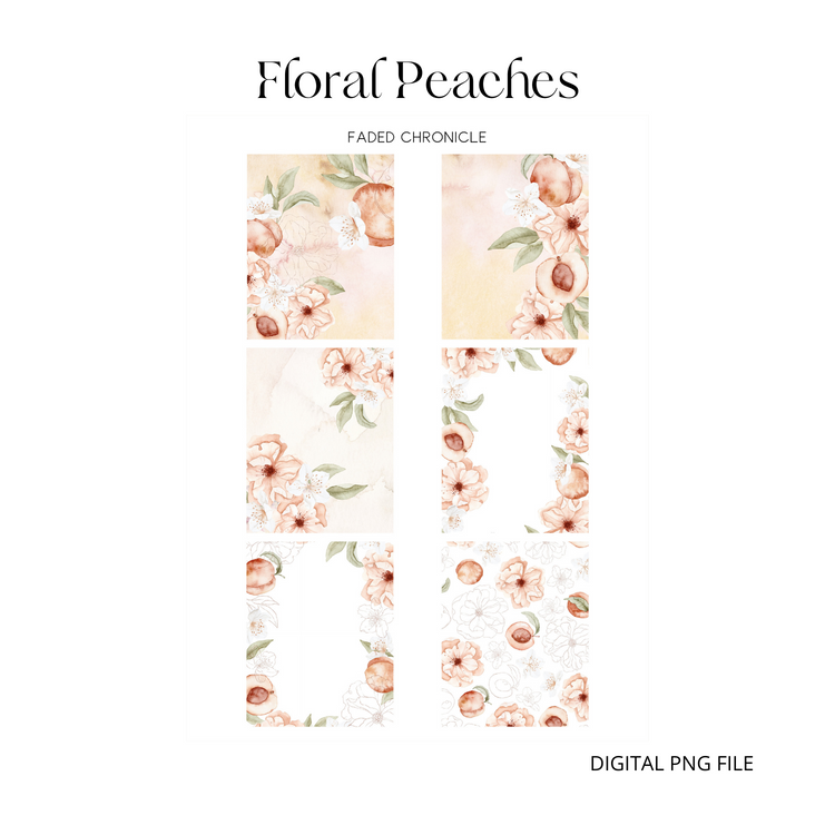Printable Floral Peaches Full Box Sticker (1.25" wide)