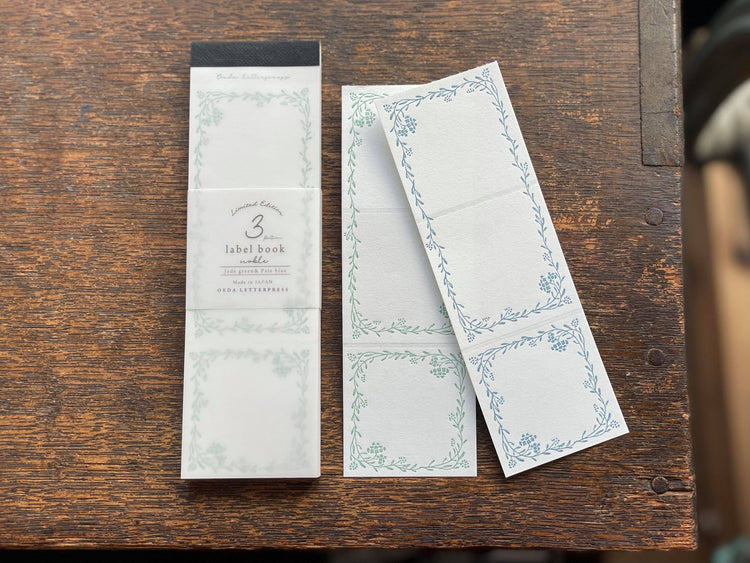 OEDA letterpress label book (Limited Edition: Jade Green and Pale blue)