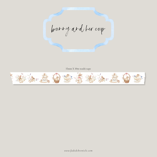bunny and her cup washi tape 15mm