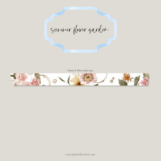 summer flower garden washi tape 15mm